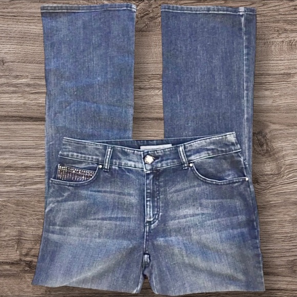 CHICO’S PLATINUM 0.5 = Sz 6 Rhinestoned Embellished Jeans - Picture 4 of 8